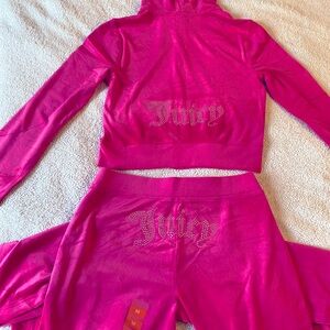 Juicy Couture Bling Velour Track Suit -Pink(Size M) 💖💖Offers Welcome💖💖